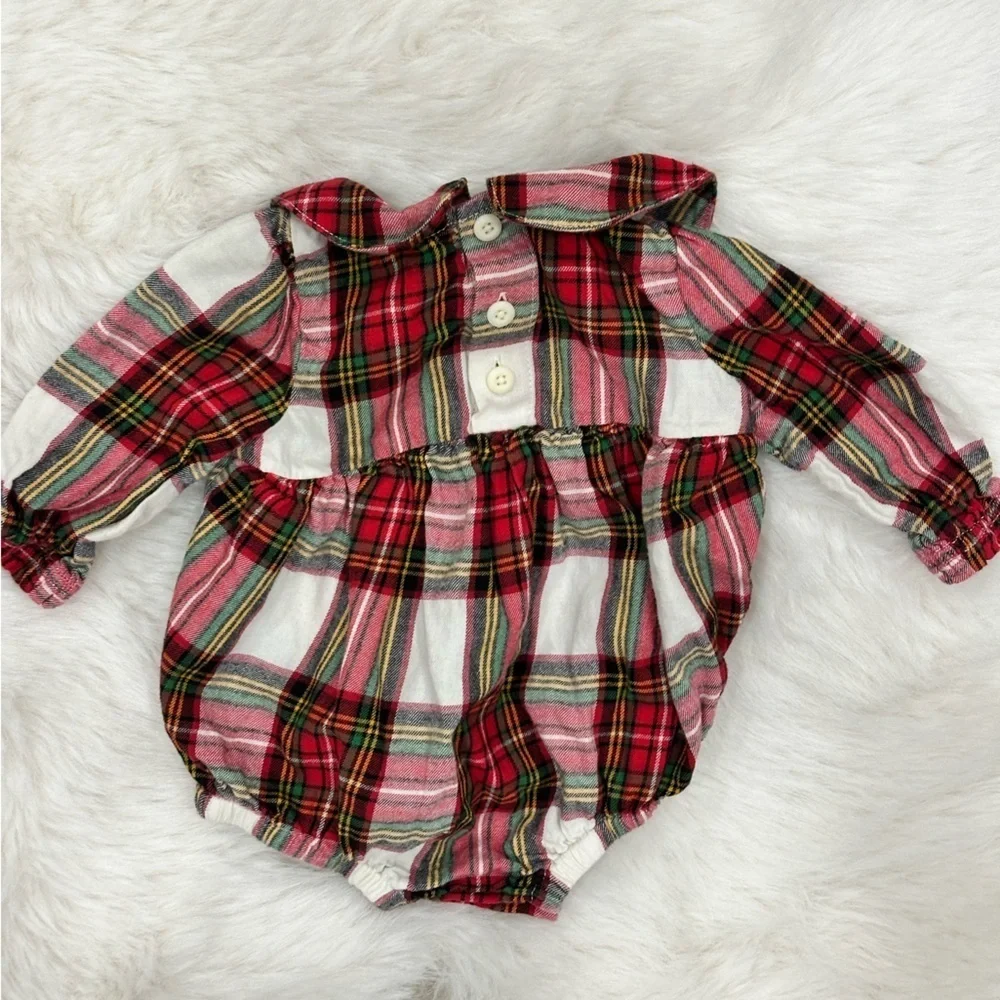 Hanna Andersson Baby Girl Christmas Plaid Romper 3-6 months 60 cm EUC